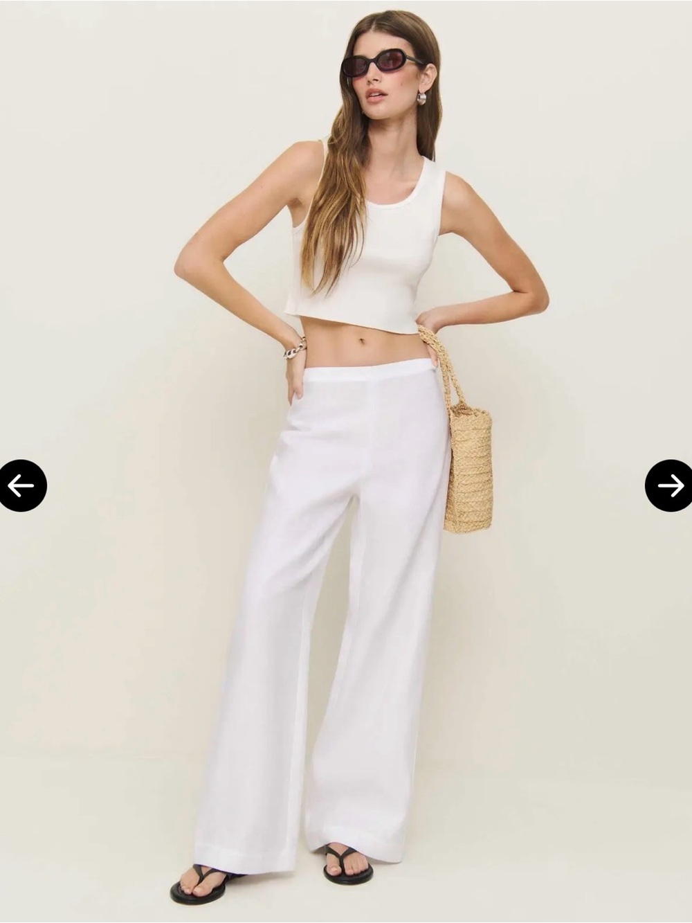Reformation White Petites Hallie Linen Pants